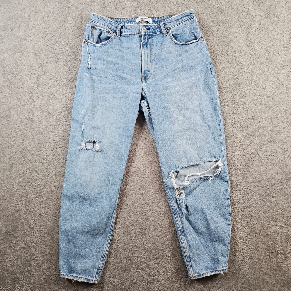 Abercrombie & Fitch The 80s‎ Mom High Rise Curve Love Distressed Jeans 31/12